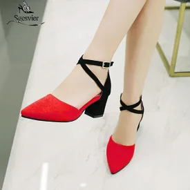 2020 Spring Brand Women Shoes Pumps Thick Heel Pointed Toe