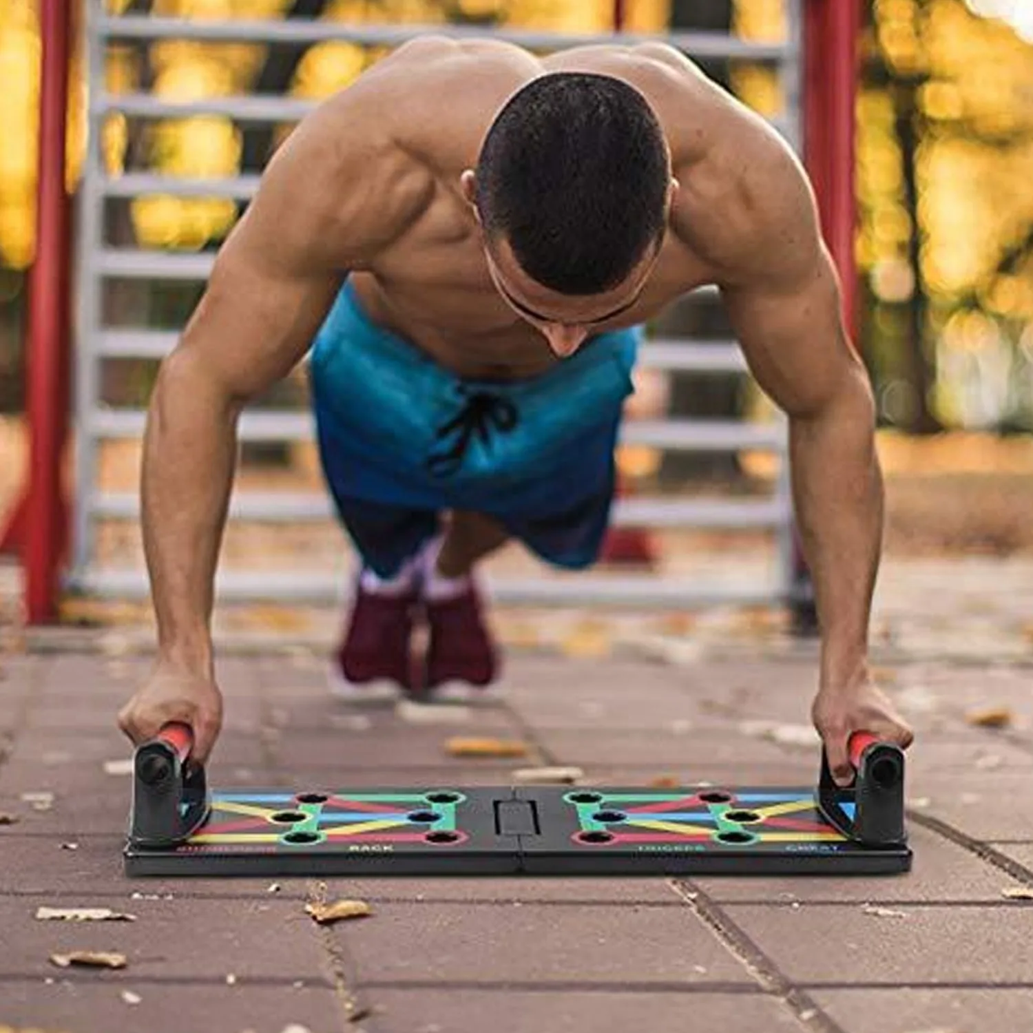 6650  Body Building Portable Push Up Board System with Strong Grip Handle for Chest Press, Gym & Home Exercise, Strength Training, Dips / Push Up Stand for Men & Women