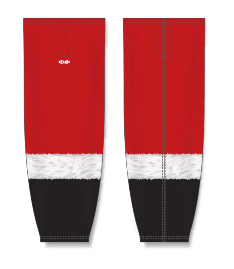 Athletic Knit (AK) Custom ZH711-CHR2401 Santa Claus Red Christmas Sublimated Mesh Ice Hockey Socks