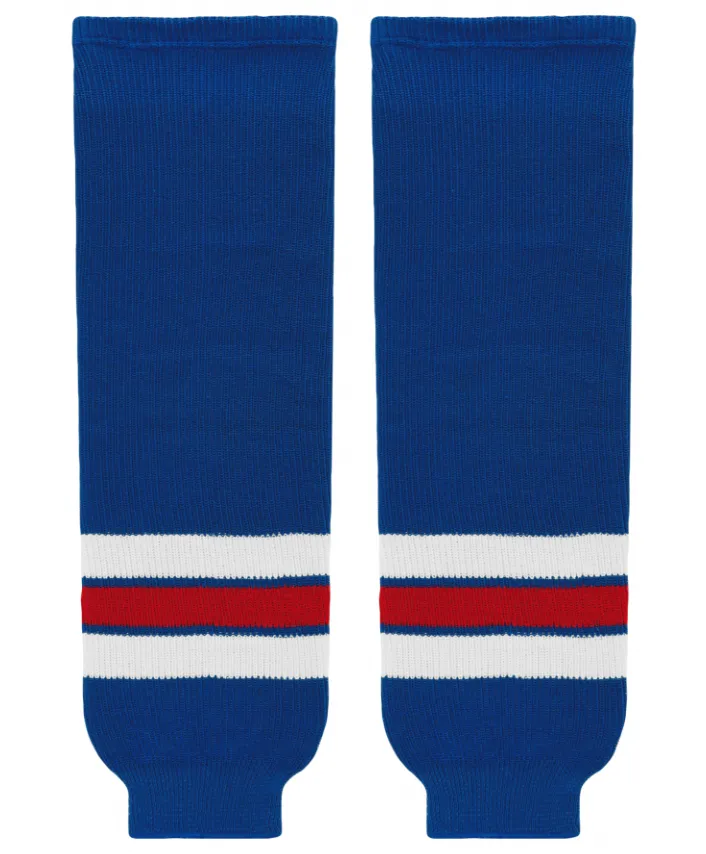 Athletic Knit (AK) HS630-312 Kitchener Rangers Royal Blue Knit Ice Hockey Socks