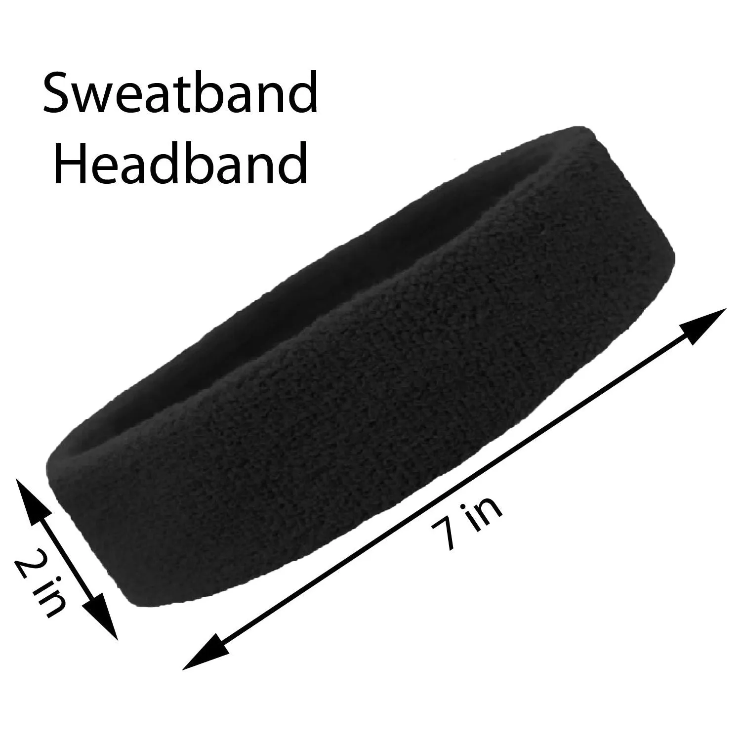 Black and White Head Sweatbands - 12 Pack