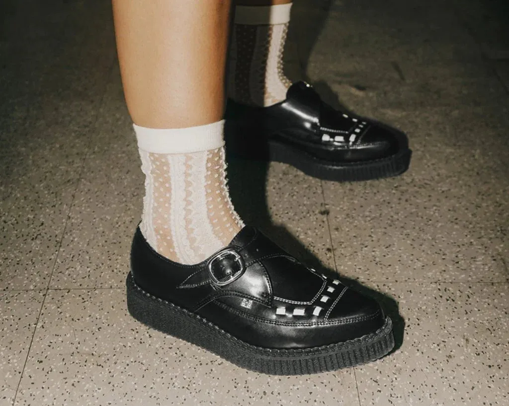 Black TUKskin™ Buckle Pointed Creeper