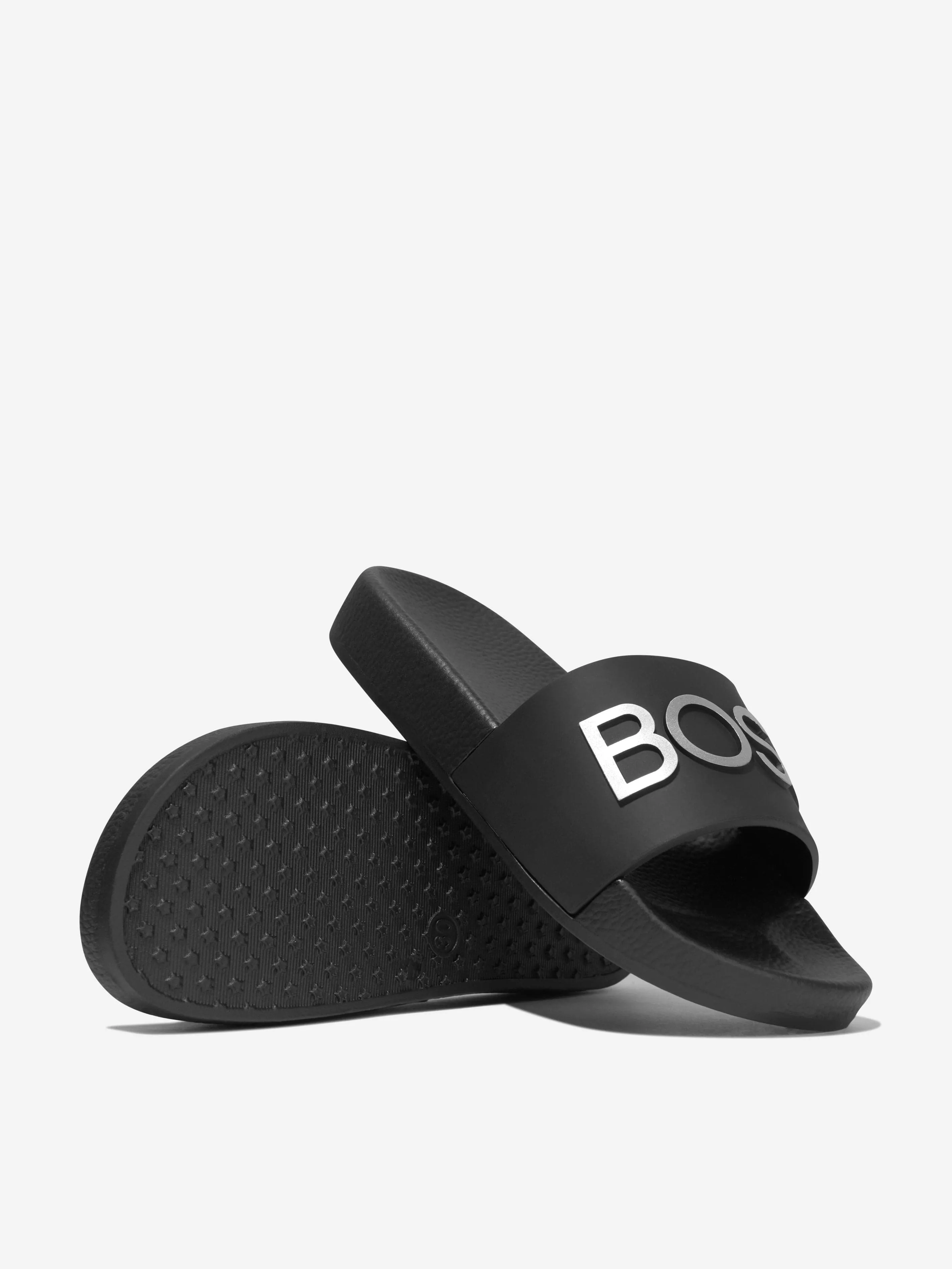 BOSS Boys Logo Sliders in Black