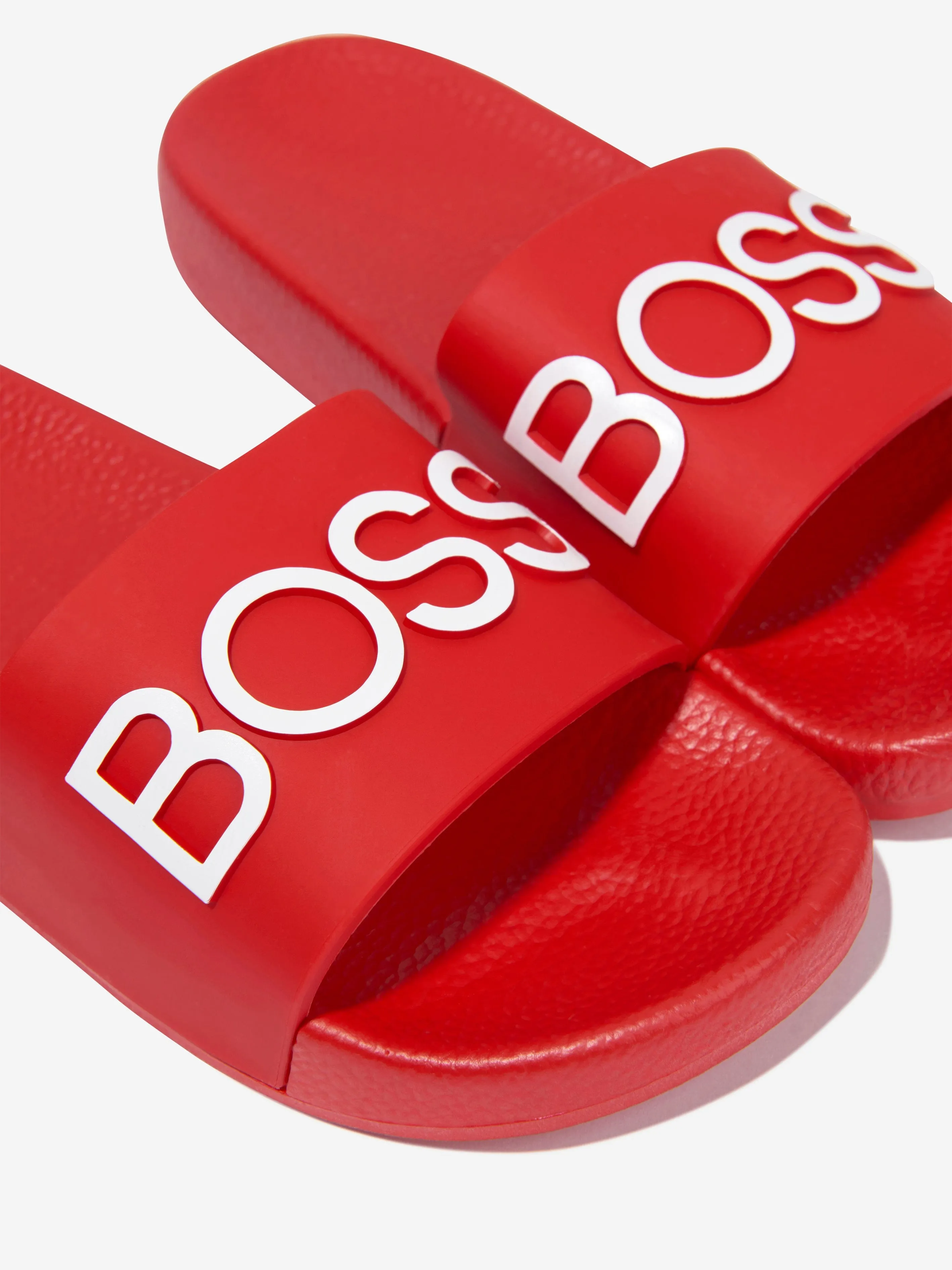 BOSS Boys Logo Sliders in Red