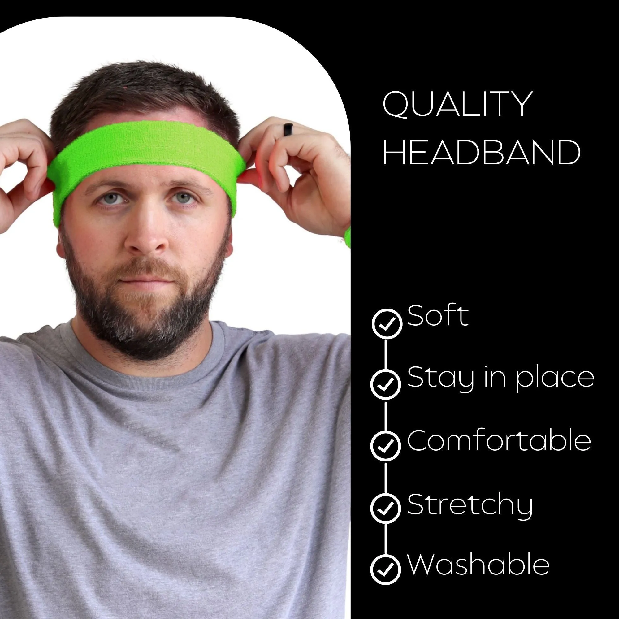 Bright Head Sweatbands - 4 Pack