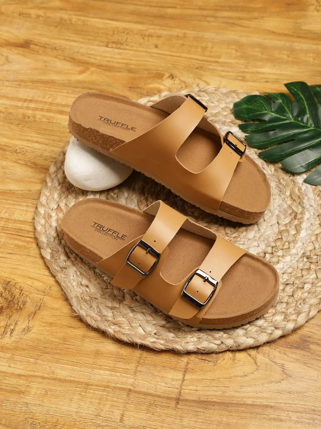 Camel PU Cork-Latex Footbed Flats (TC-070203-CML)