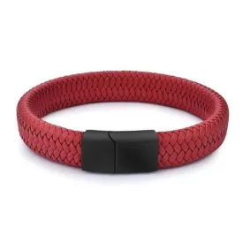 Classy Men Red Braided Leather Bracelet