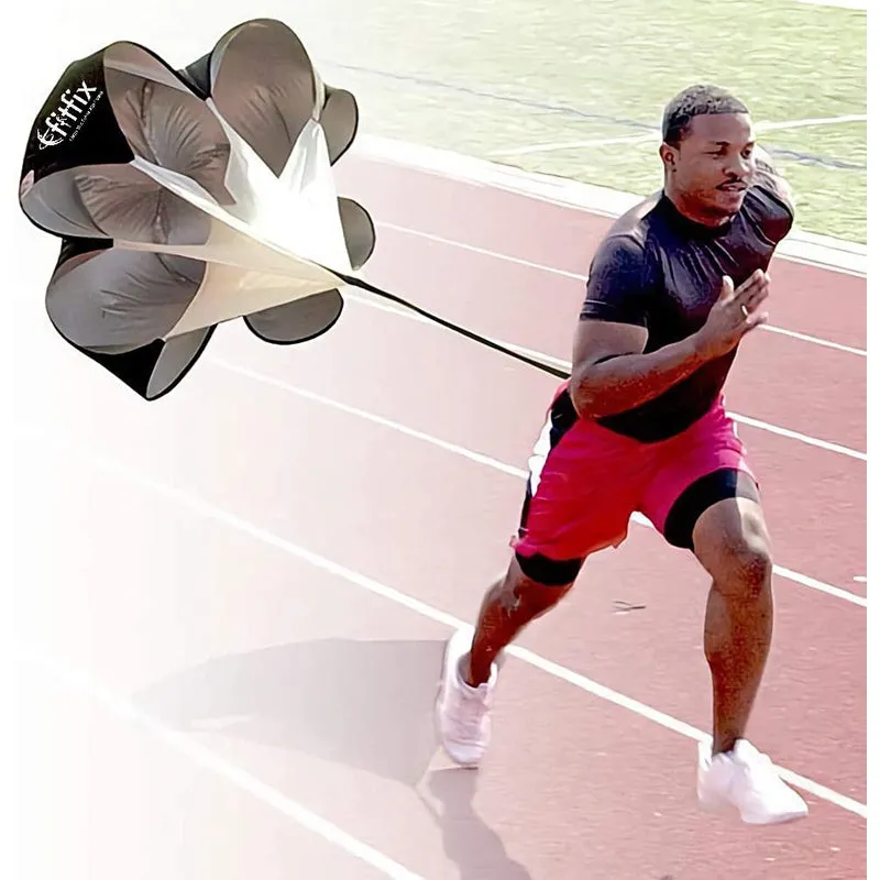 Fitfix Running Speed Resistance Parachute (22 Cm) | Nylon Fabric Black Sports Training Chute