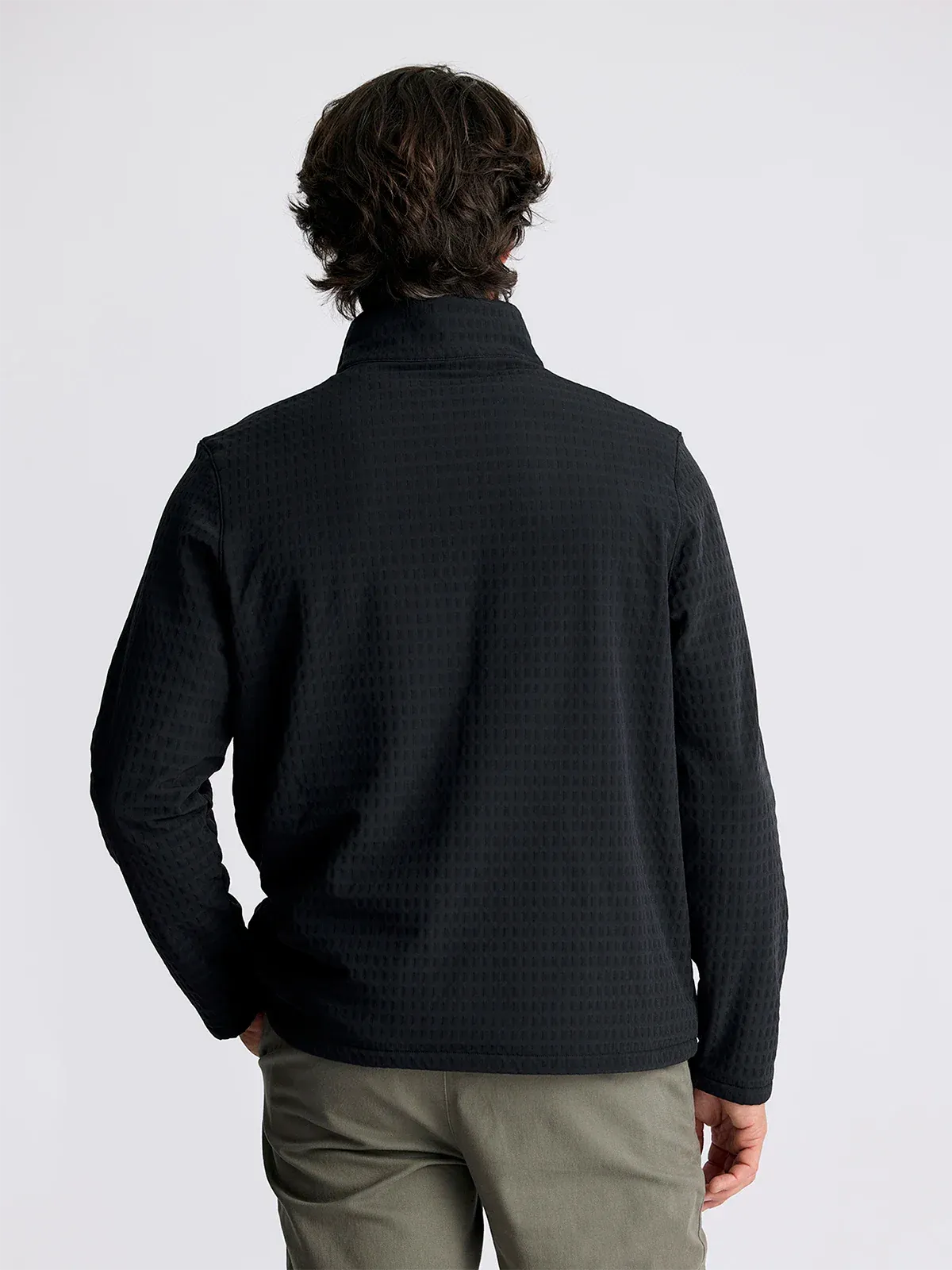 Free Fly Men's Gridback Fleece Snap Pullover in Black