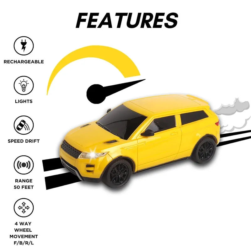 Frendo Rechargeable High Speed Remote Control Mini Car Resembling Rover with Lithium Battery for Kids (Scale 1:24) - Yellow