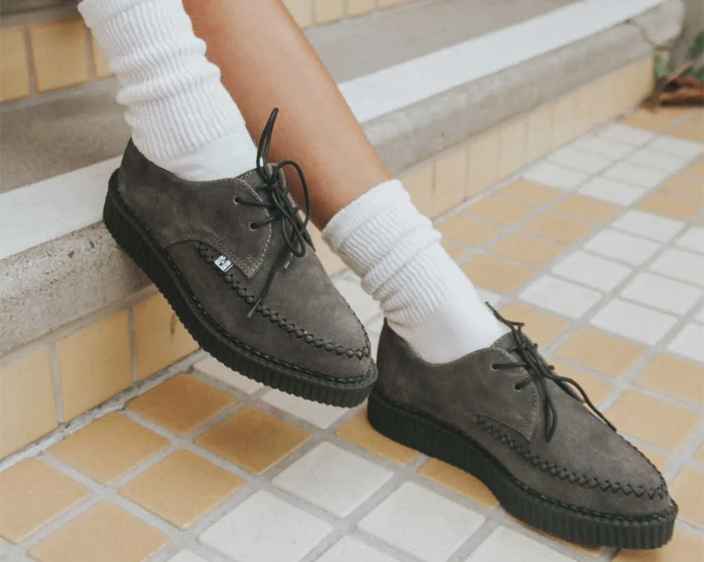 Grey Suede X-Stitch Pointed Creeper