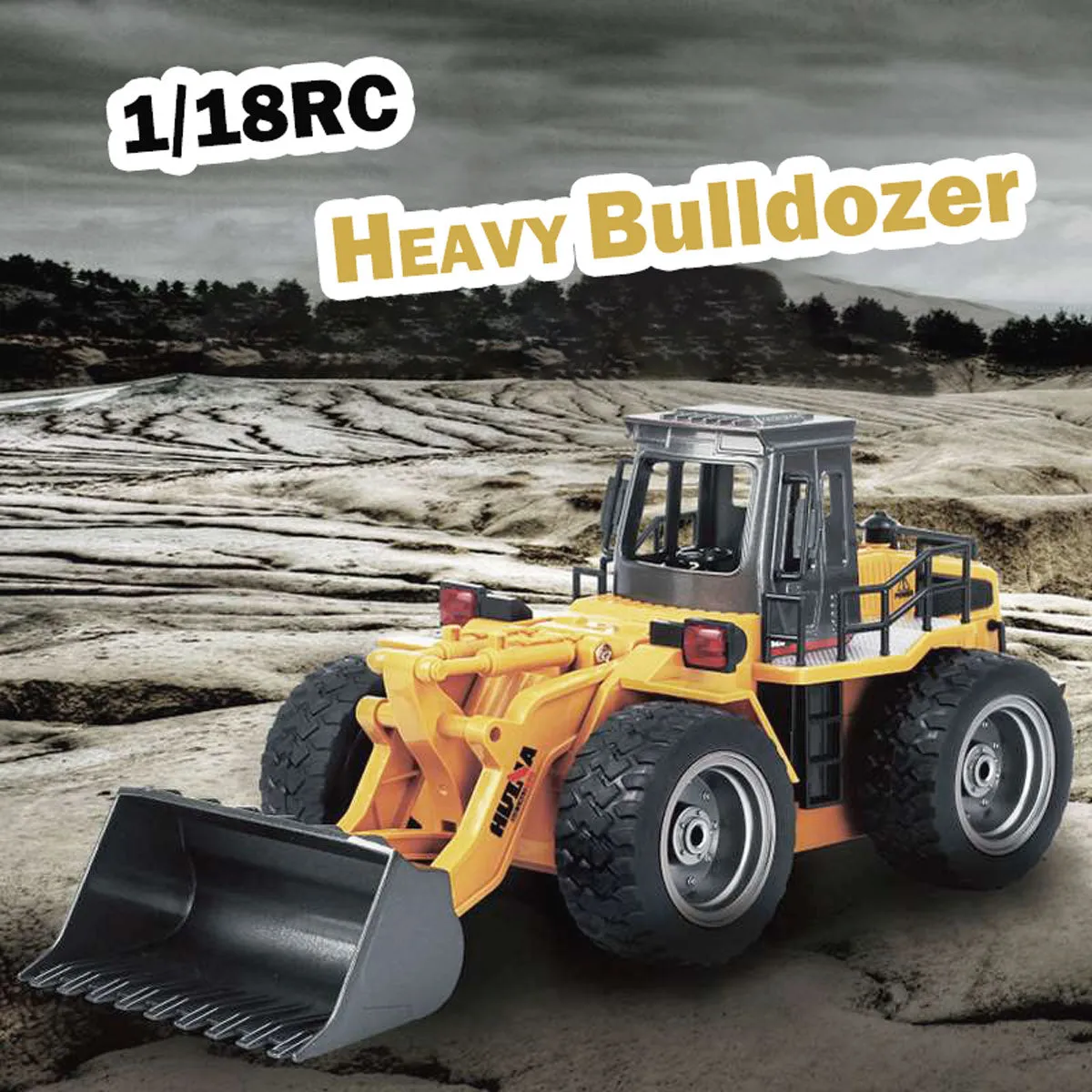 HUINA 1/18 6CH RC Alloy Construction Loader Bulldozer Engineering Vehicle Toy