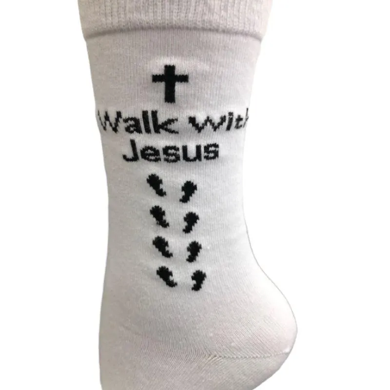 Inspirational Socks - for Men & Women in Combed Cotton "I Walk with Jesus" Motto