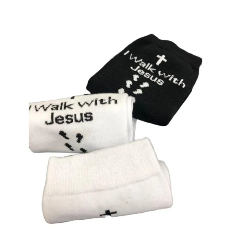 Inspirational Socks - for Men & Women in Combed Cotton "I Walk with Jesus" Motto