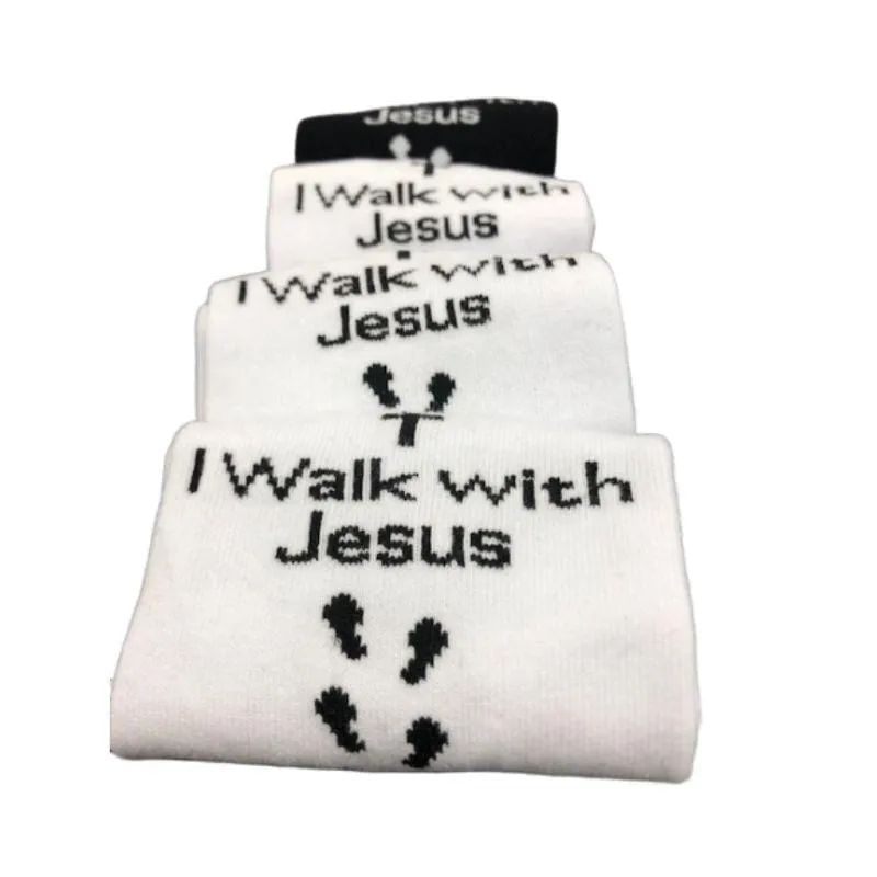 Inspirational Socks - for Men & Women in Combed Cotton "I Walk with Jesus" Motto