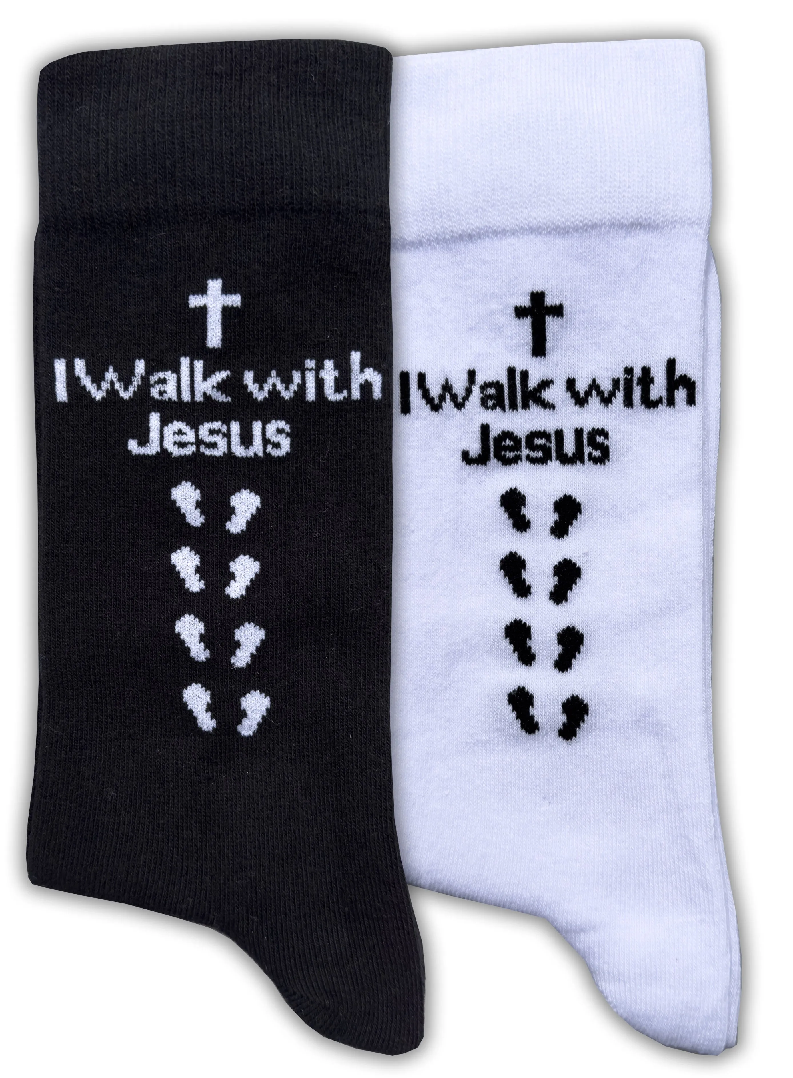 Inspirational Socks - for Men & Women in Combed Cotton "I Walk with Jesus" Motto