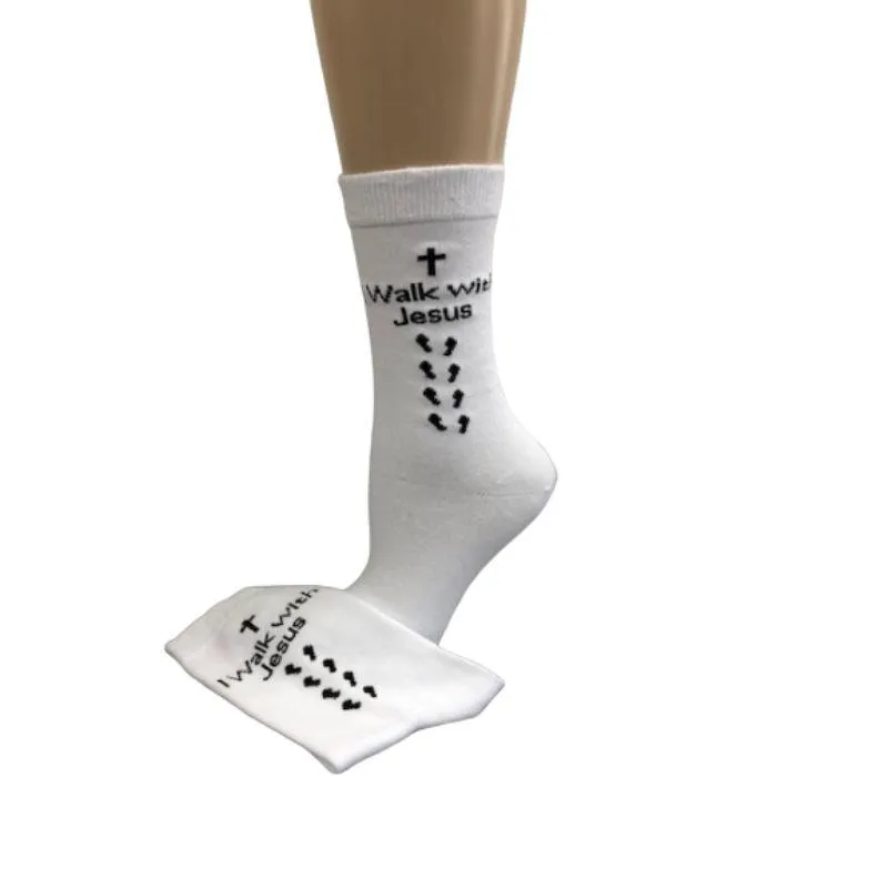 Inspirational Socks - for Men & Women in Combed Cotton "I Walk with Jesus" Motto