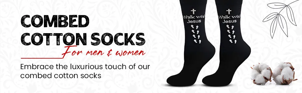 Inspirational Socks - for Men & Women in Combed Cotton "I Walk with Jesus" Motto