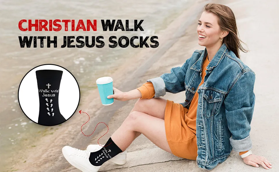 Inspirational Socks - for Men & Women in Combed Cotton "I Walk with Jesus" Motto