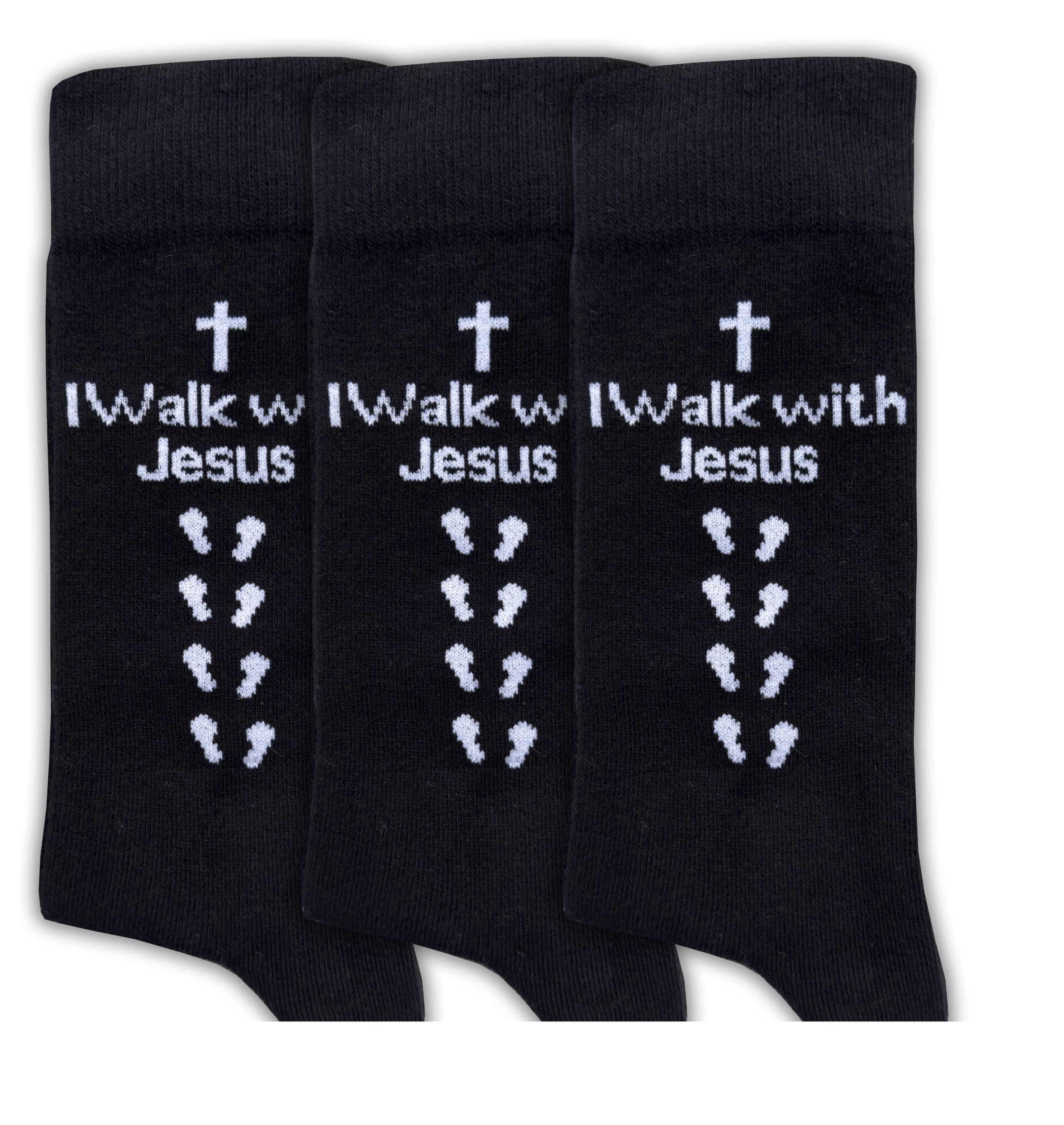 Inspirational Socks - for Men & Women in Combed Cotton "I Walk with Jesus" Motto