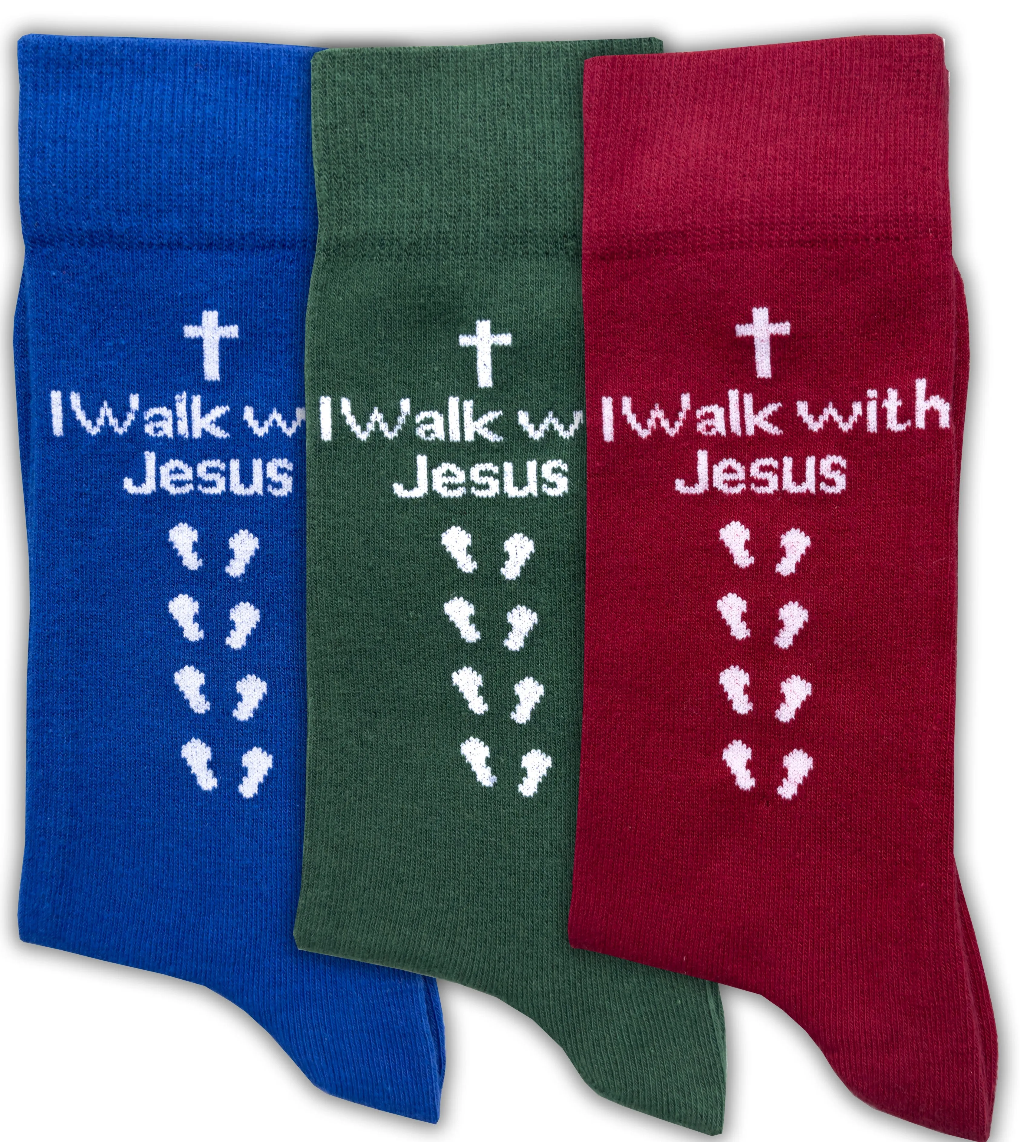 Inspirational Socks - for Men & Women in Combed Cotton "I Walk with Jesus" Motto