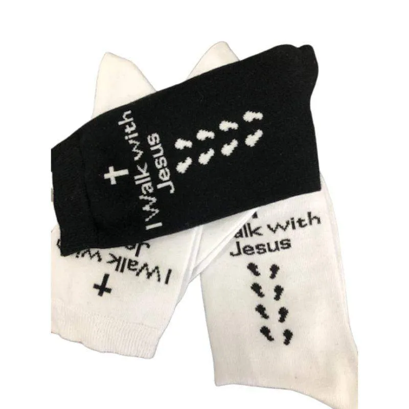 Inspirational Socks - for Men & Women in Combed Cotton "I Walk with Jesus" Motto