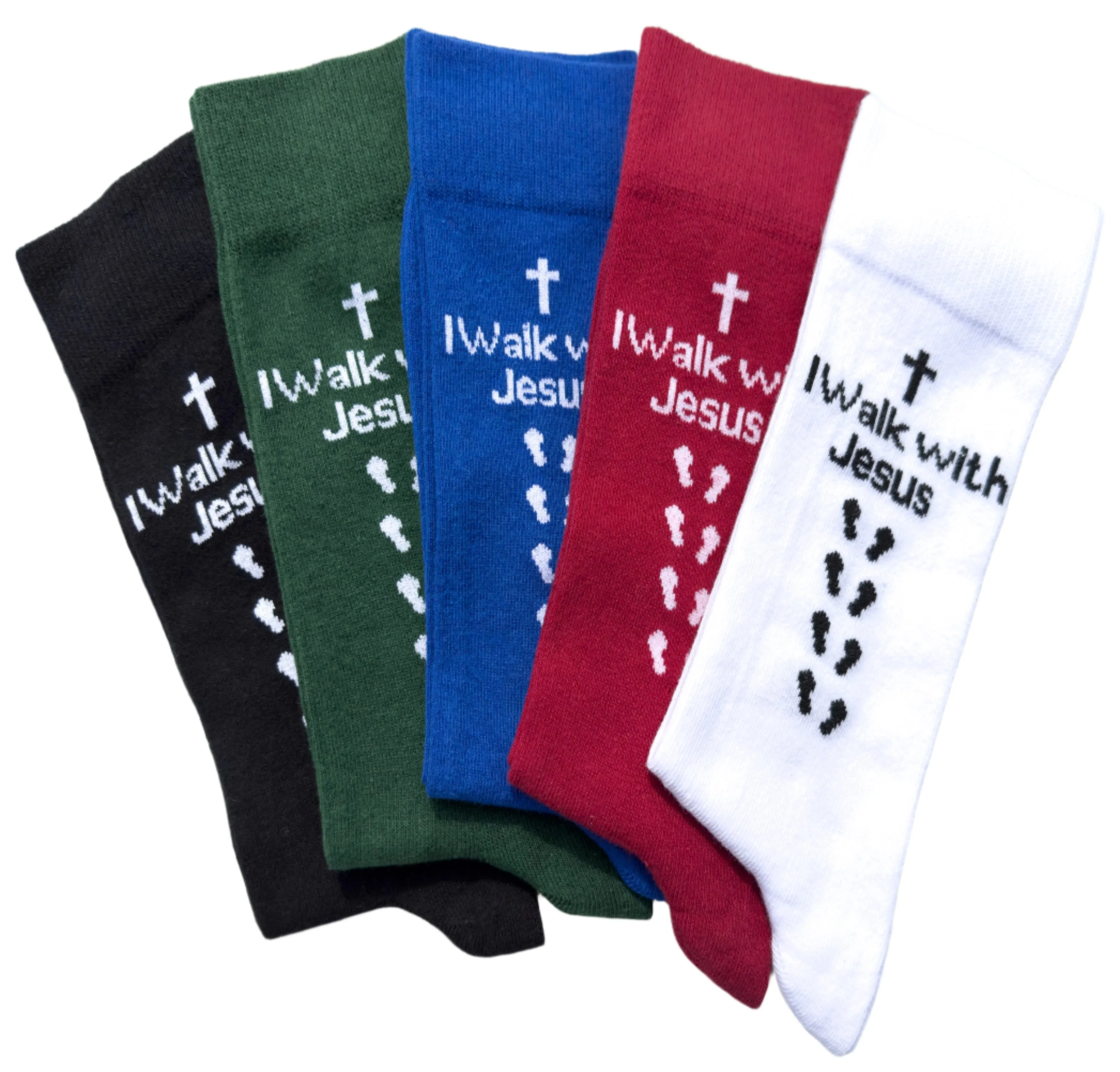 Inspirational Socks - for Men & Women in Combed Cotton "I Walk with Jesus" Motto