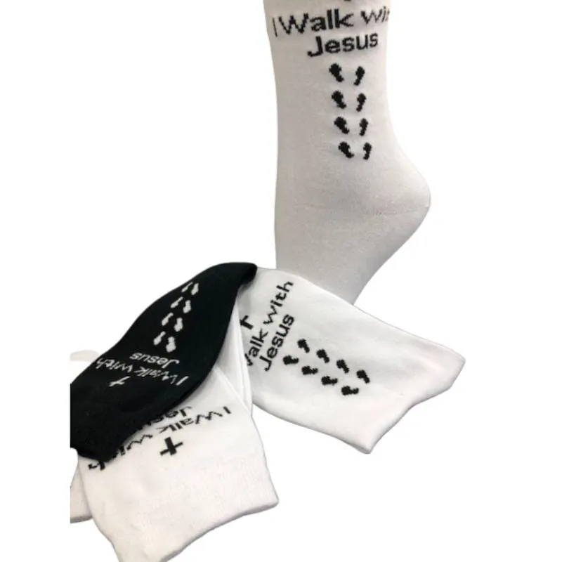 Inspirational Socks - for Men & Women in Combed Cotton "I Walk with Jesus" Motto