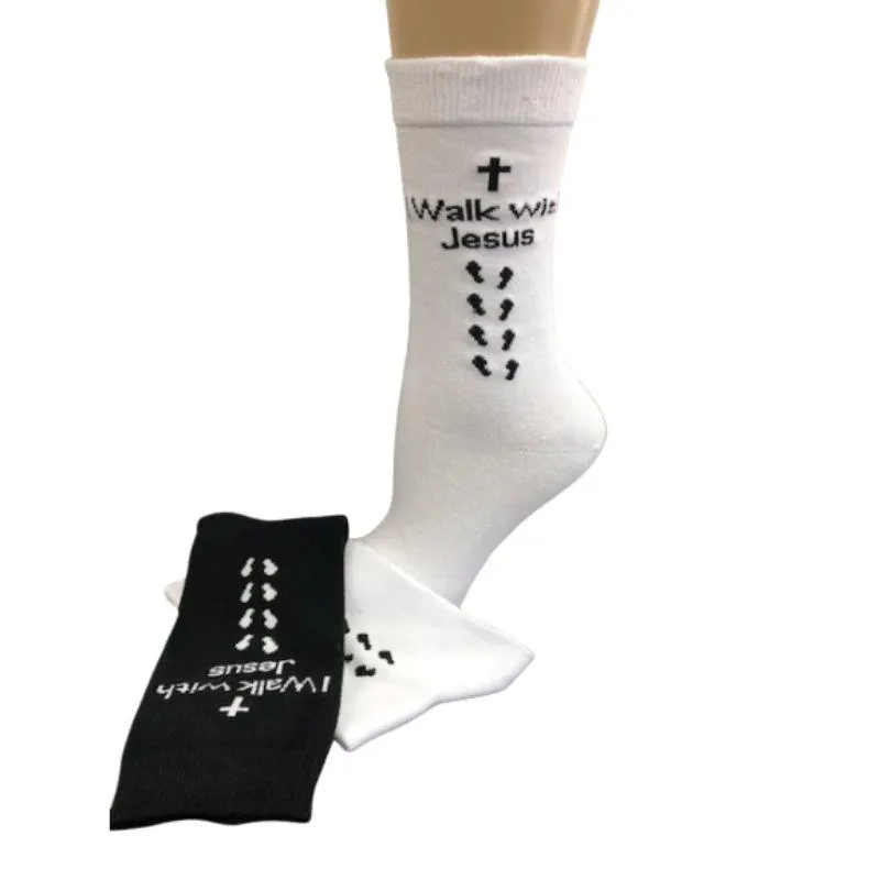 Inspirational Socks - for Men & Women in Combed Cotton "I Walk with Jesus" Motto