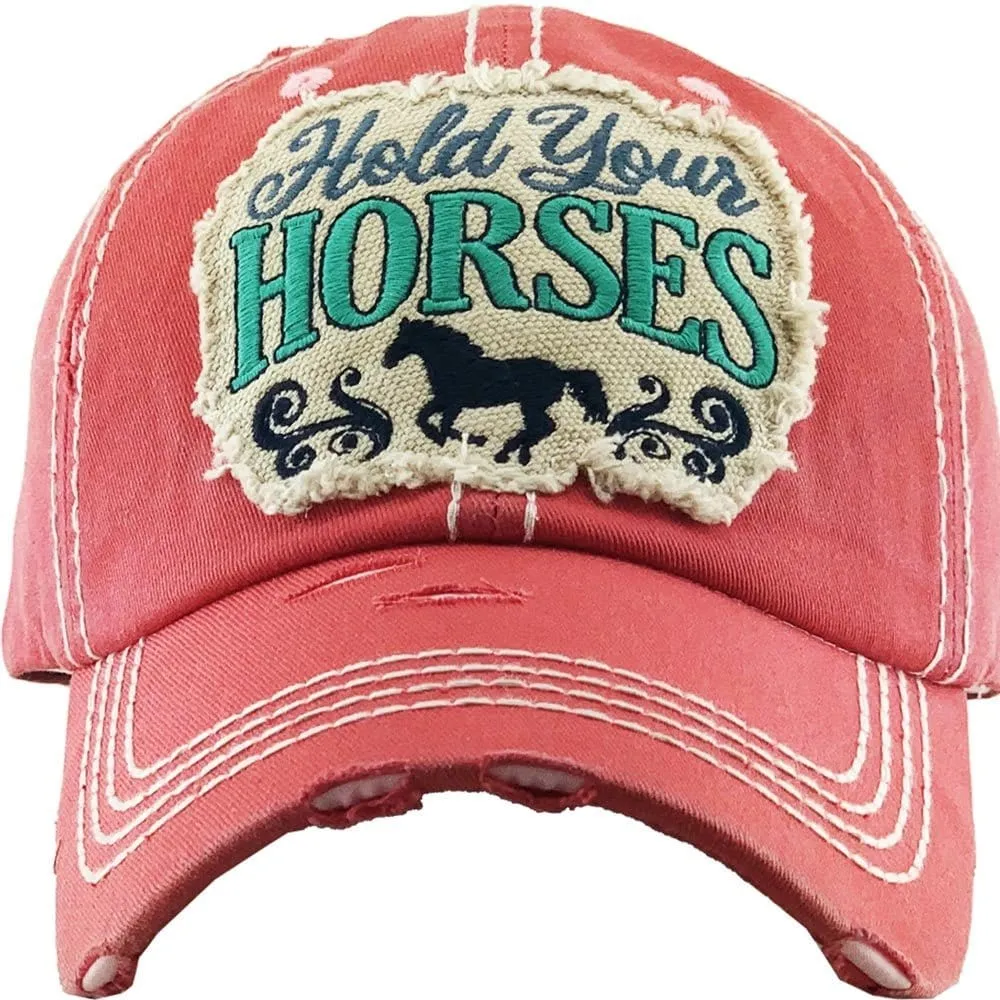 KBV1345 "Hold Your Horses" Vintage Washed Ball Cap