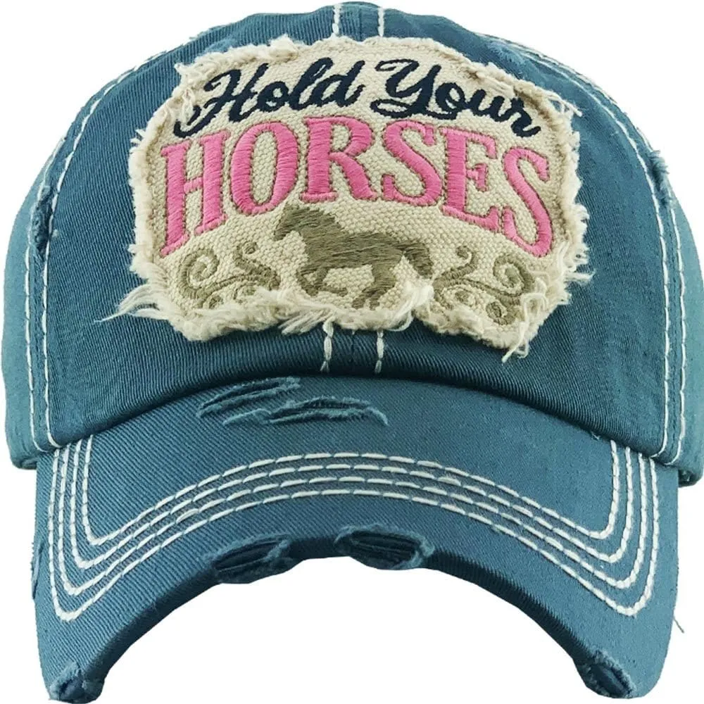 KBV1345 "Hold Your Horses" Vintage Washed Ball Cap