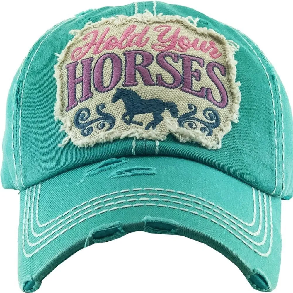 KBV1345 "Hold Your Horses" Vintage Washed Ball Cap