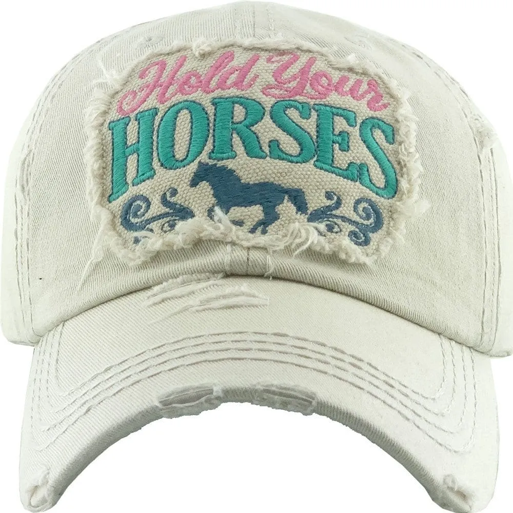 KBV1345 "Hold Your Horses" Vintage Washed Ball Cap