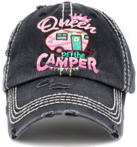 KBV1389 "Queen Camper" Vintage Washed Baseball Cap