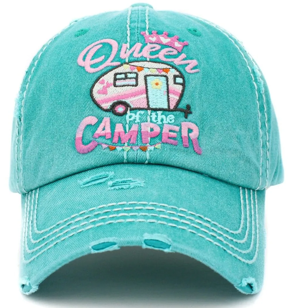 KBV1389 "Queen Camper" Vintage Washed Baseball Cap