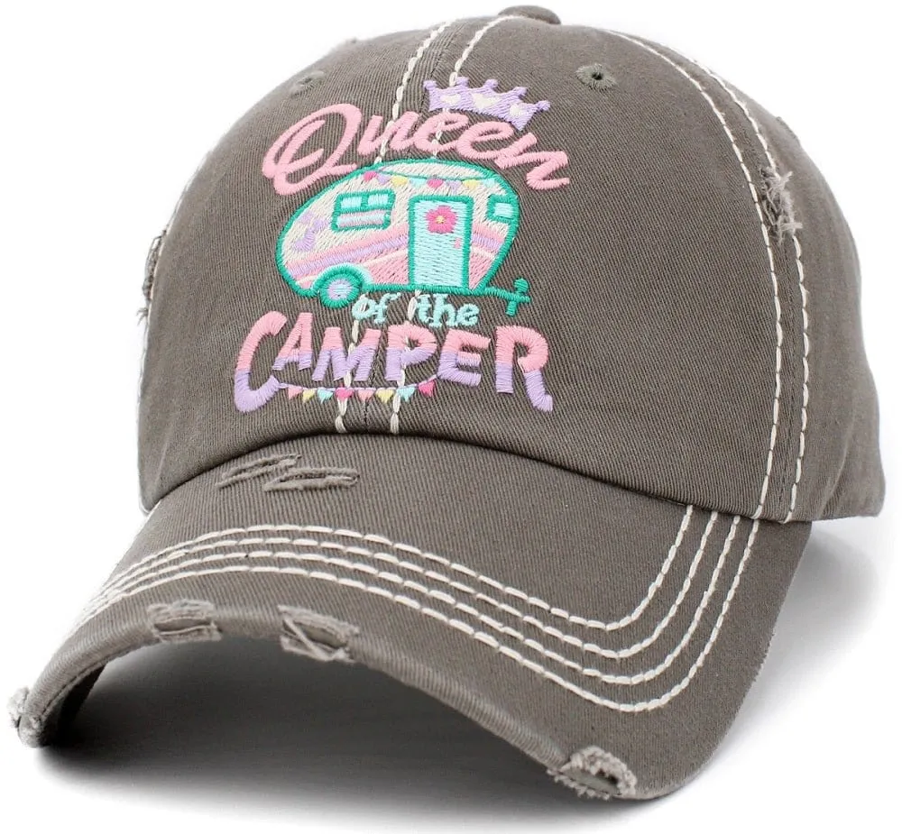 KBV1389 "Queen Camper" Vintage Washed Baseball Cap