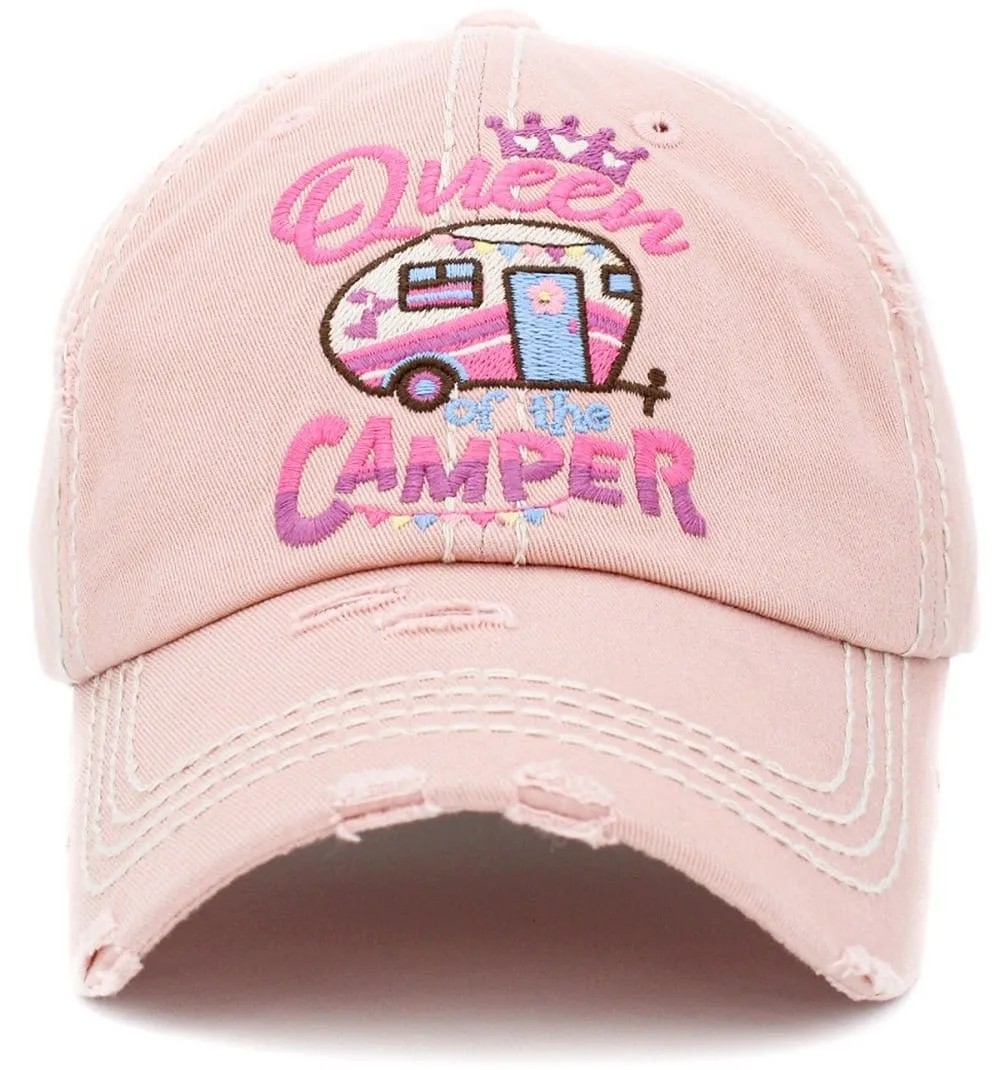 KBV1389 "Queen Camper" Vintage Washed Baseball Cap