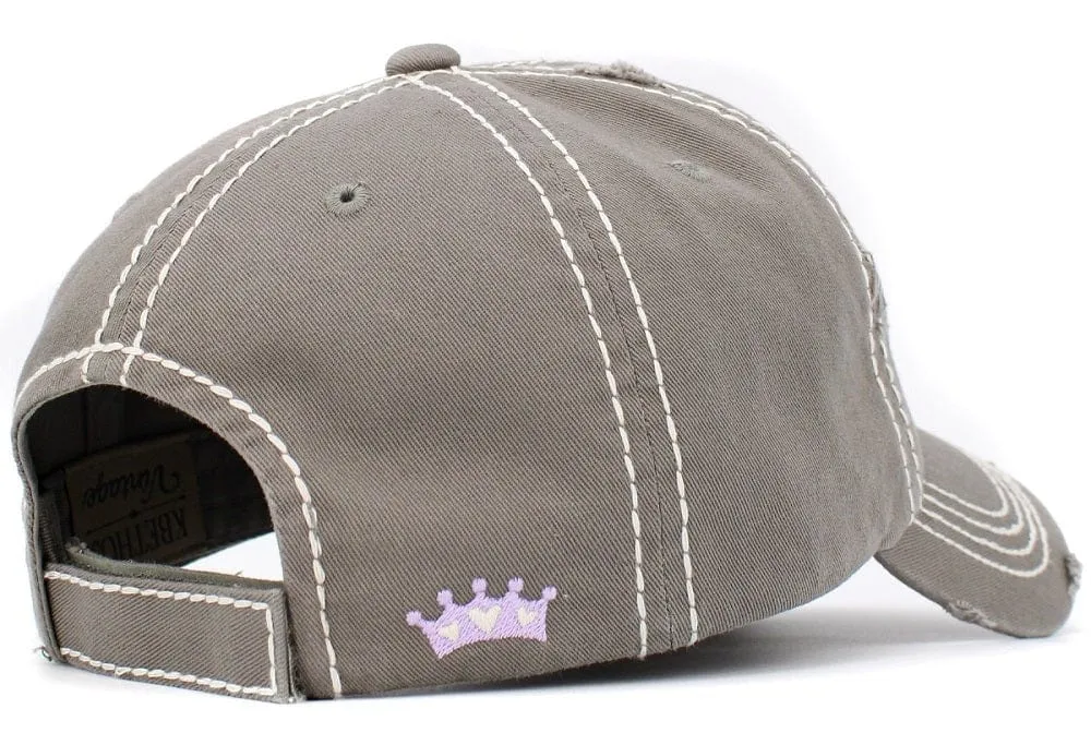 KBV1389 "Queen Camper" Vintage Washed Baseball Cap