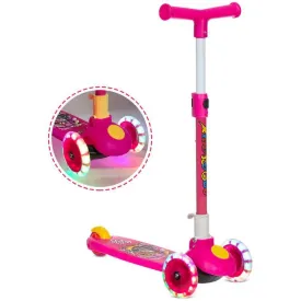 Kids Pink Scooter Adjustable & Foldable Handle Multicolor Flashing LED Wheels Ride on Scooters for Children Printed