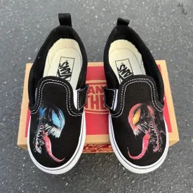 Kids Shoes - Venom vs Carnage - All Black Slip Ons