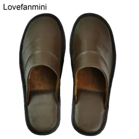 Leather slippers couple indoor non-slip men women home fashion casual shoes