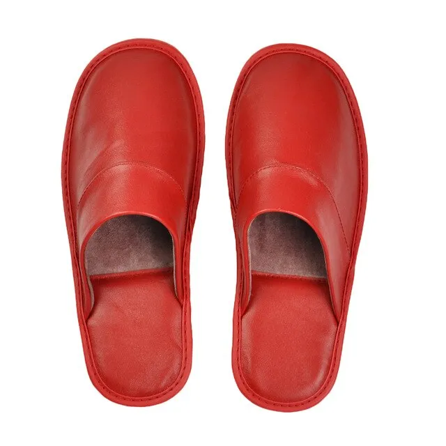 Leather slippers couple indoor non-slip men women home fashion casual shoes