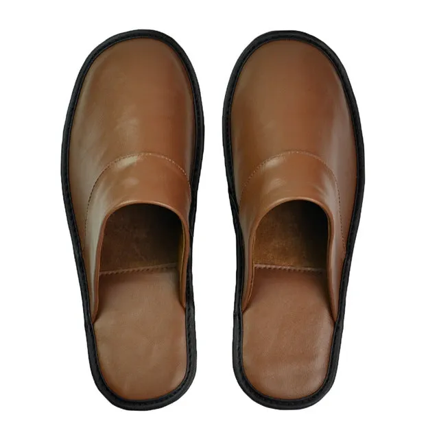 Leather slippers couple indoor non-slip men women home fashion casual shoes