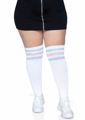 Leg Avenue Over The Knee Athletic Socks - Pink/Blue