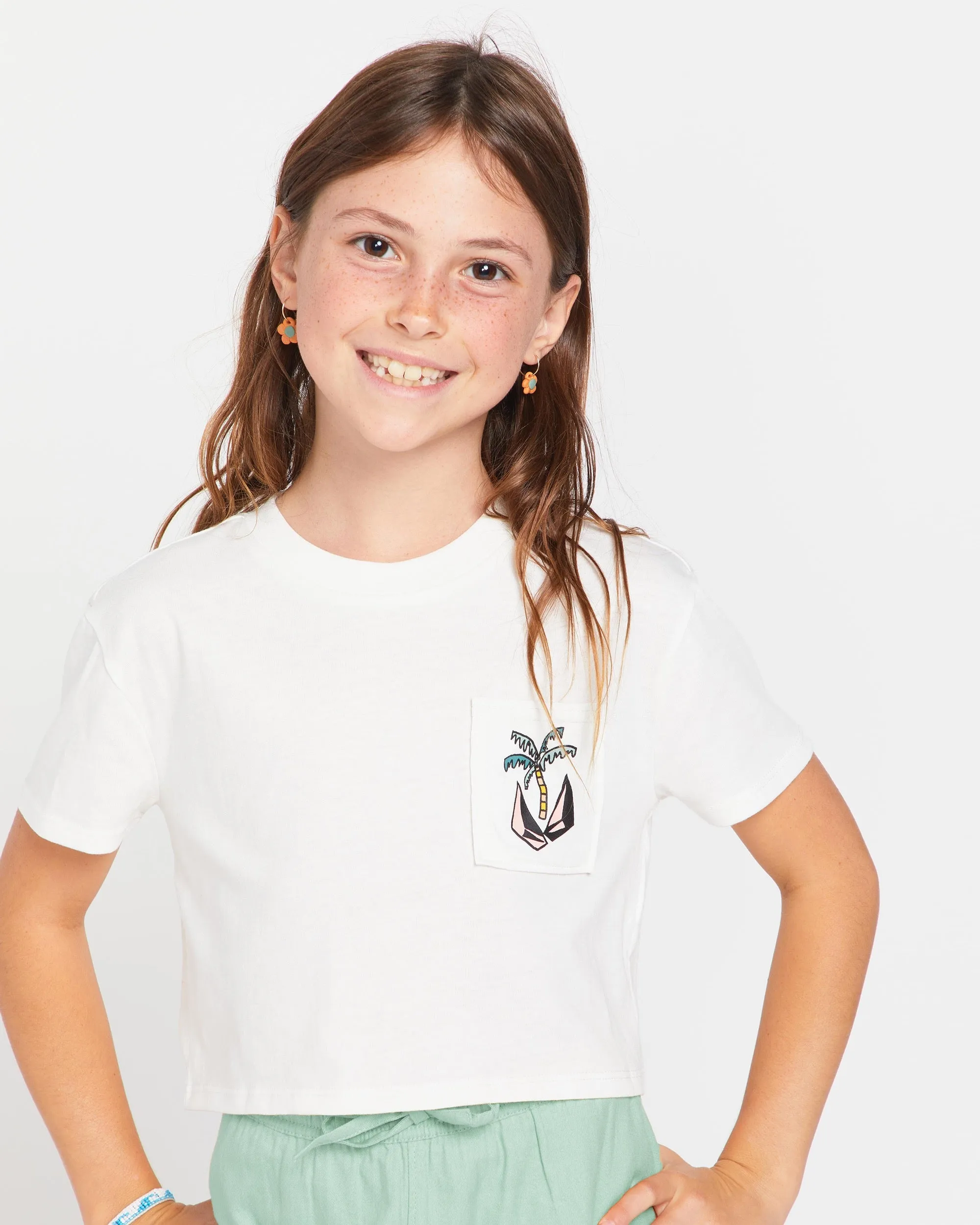 Little Girls Pkt Dial Short Sleeve Tee - Winter White