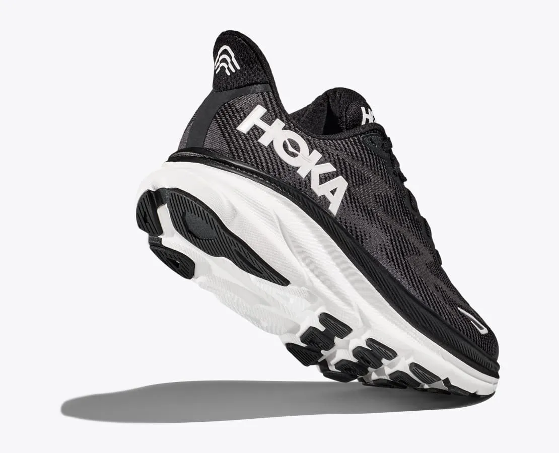 Men's HOKA Clifton 9 Running Shoe in Black / White