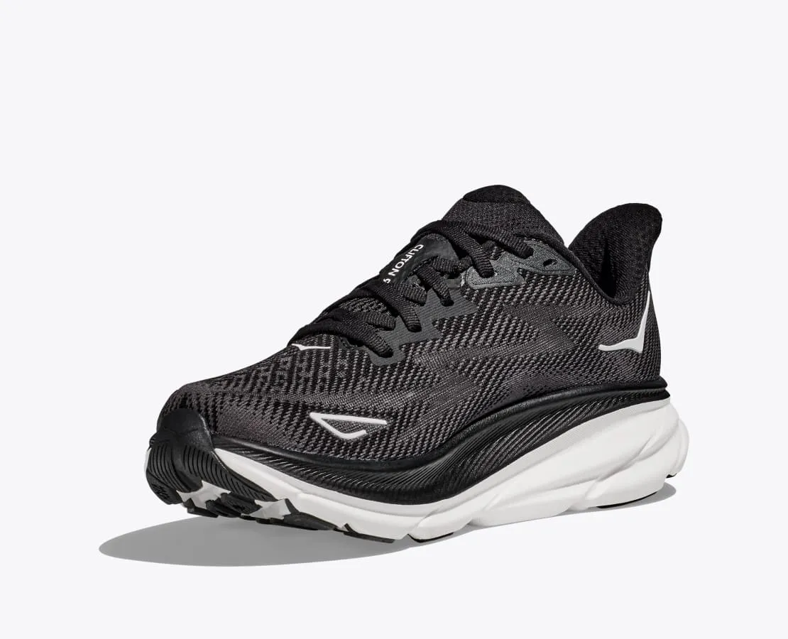 Men's HOKA Clifton 9 Running Shoe in Black / White