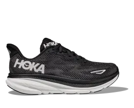 Men's HOKA Clifton 9 Running Shoe in Black / White