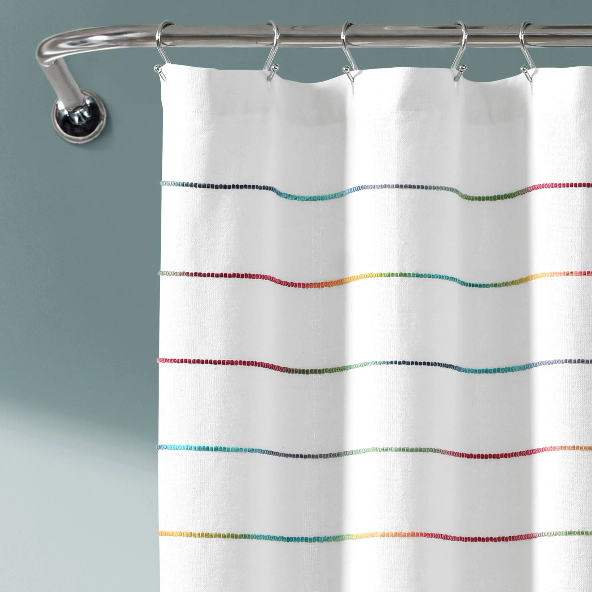 Ombre Stripe Yarn Dyed Recycled Cotton Blend Shower Curtain