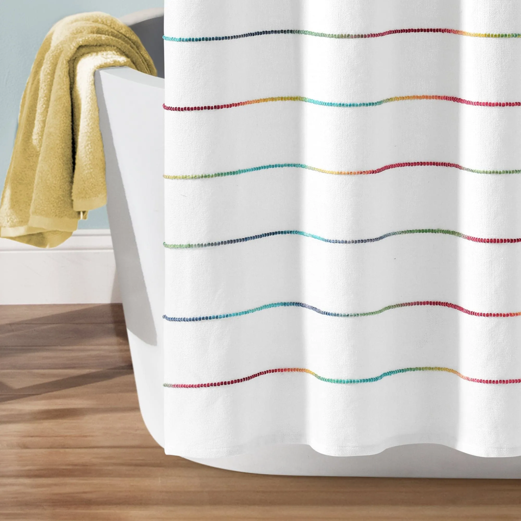 Ombre Stripe Yarn Dyed Recycled Cotton Blend Shower Curtain